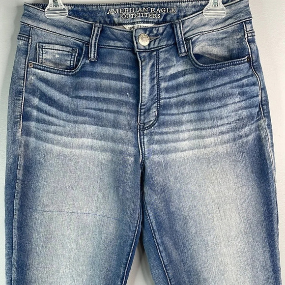 AMERICAN EAGLE Super Stretch Jogger Jeans Blue Medium Wash *As Is* Size 4 - Picture 3 of 13